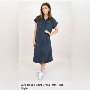 Casual Blue Button-Down Dress RD Style size medium